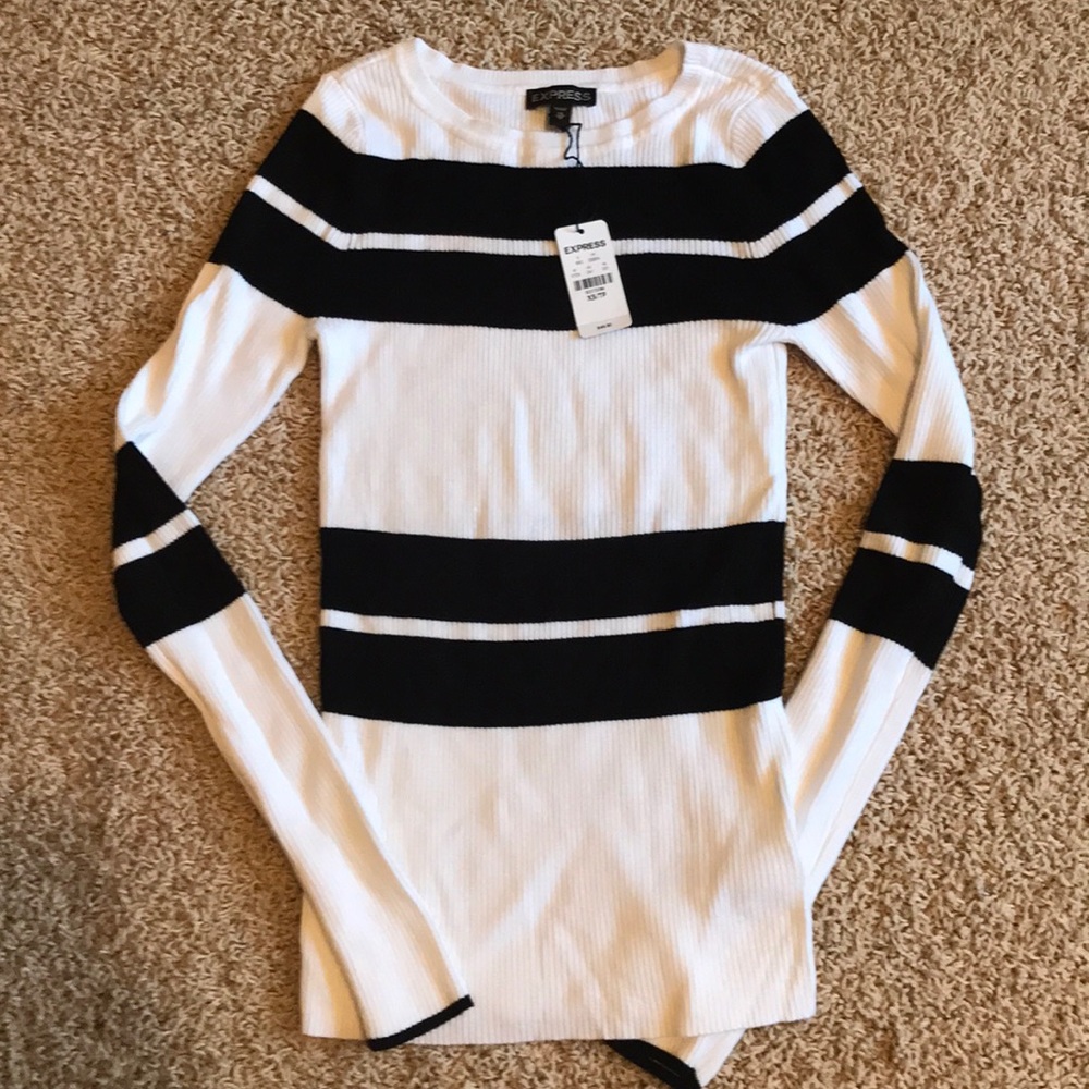NWT- Express black and white striped sweater